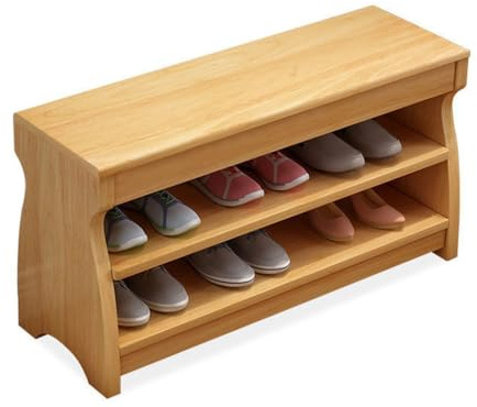 ULTRAWAVE Sgabello da ingresso in legno per cambiare le scarpe, moderno e minimalista, può essere capovolto, sgabello da seduto, panca per scarpe (B,S 60 cm)