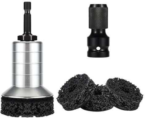 Sinbana Wheel Hub Buddy Resurfacing Cleaning Kit, Brake Stud Bearing Surface Cleaner Tool Includes 1 Cleaning Head 1 Adapter & 3 Pads Fits 1/2 Impact Wrenches and Power Drills