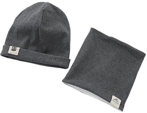 Berretto Loop per bambini con berretto per bambini, in cotone, sciarpa invernale, grigio., Taglia unica
