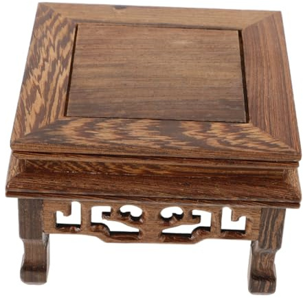 TOBBOMEY Solid Wood Display Pedestal Stand Rectangular Wooden Riser Base for Indoor Flower Pots Buddha Statues Versatile Cake Rack Ball Holder Home Decor