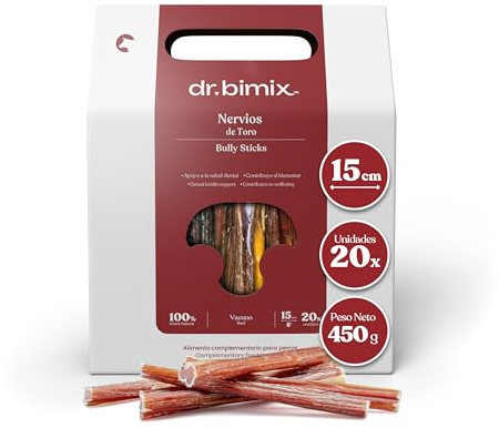 dr. bimix Nervios de Toro para Perros | Snack Natural Deshidratado | Salud Dental y Bienestar | Alta Dureza | Sin Aditivos - 450g - 1 Pack (20 Unidades)