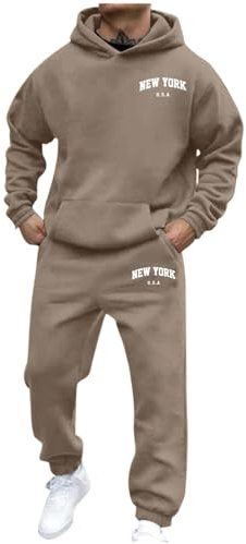 Survêtement Homme à Capuche,Ensemble Jogging Homme 2 Pièces Sweat Hoodies et Pantalon Jogging,Manches Longues,Ample et Confortable,Combinaison de Sport pour Gym et Élégant