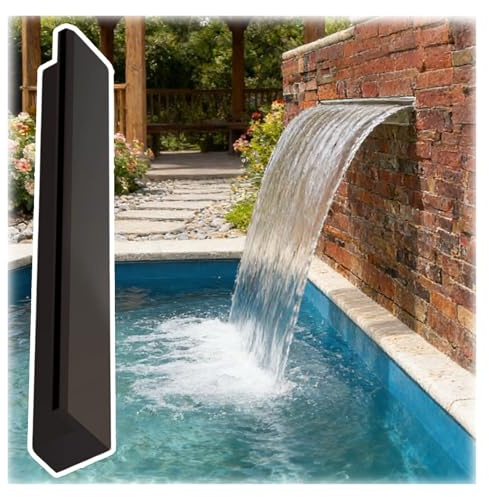 Kit per piscina a cascata da parete in acciaio inox, 50 cm, colore nero, uniforme, decorazione a cascata per terrazze e piscine