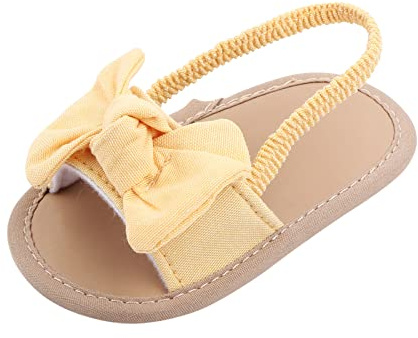 Generisch 018M Sandales pour bébé avec nœud pour bébé fille pieds nus Chaussures d'apprentissage antidérapantes