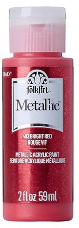 FolkArt Metallic Acrylic Paint in Assorted Colors (2 oz), 6102, 2 Ounce Bright Red
