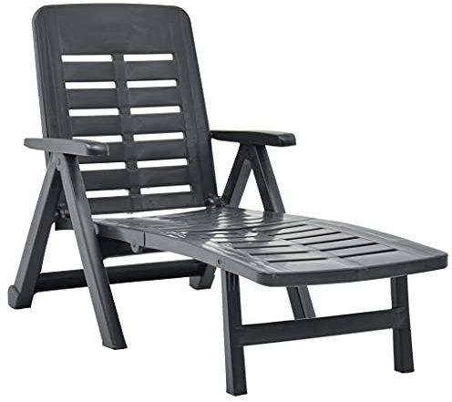 vidaXL Folding Sun Lounger Plastic Anthracite