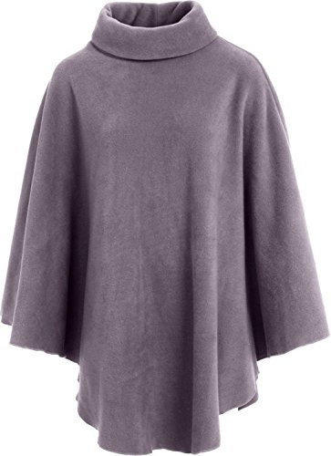 KK Fashion Lines Ladies Womens Fleece Poncho Capes Polo Neck Anti Pill Fleece Cosy Winter Warm (One Size, Grey)