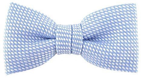 TigerTie Kleinkinder Baby Fliege Pique in hellblau-weiss gemustert, 100% Baumwolle, vorgebundene Schleife mit Sichtband - 20 bis 32 cm Halsumfang verstellbar + Aufbewahrungsbox