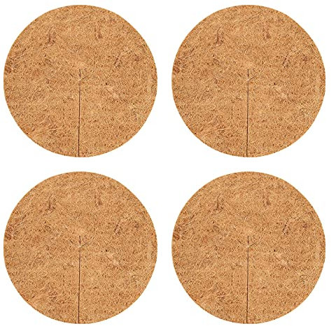 hifrom Disque de Protection Plante Toiled Paillage Coco Paillage Chanvre 4 Pièces Tapis de Coco Plantes Noix De Coco Disque en Fibre De Coco Plantes Protection Tapis en Fibre De Coco, Biodégradable