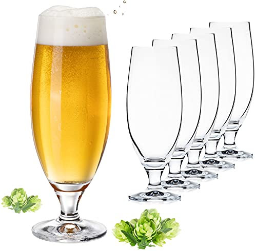 PLATINUX Bierkelche 500ml (max. 580ml) aus Crystalline Glas Set 6-Teilig Biertulpe Biergläser Weizengläser Kelche 0,5L