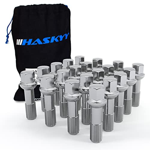 Lot de 20 boulons de roue M14 x 1,5 x 45 mm R14 - Pour jantes en aluminium - Compatibles avec Mercedes-Benz G S SL GL M GLC GLE Classe AMG - Chromé + sac
