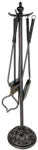 Serviteur de Cheminée Ustensiles à Feu sur Pied en Fer Tisonnier Balayette Pelle Pince 6x6x72cm