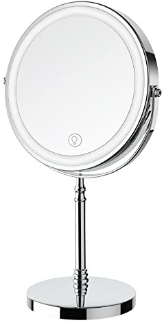 DEIOVWXS Makeup Mirror, 3000mAh Rechargeable Double-Sided Magnifying Vanity Mirror with 3 Colors, 1X/10X, 360° Rotation, Adjustable Brightness, Gifts for Mom, Women,Wife, Girls, Dorm Room Essential
