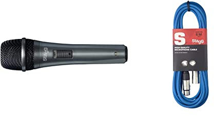 Stagg Microfono dinamico multifunzione & Presa Microfono di Alta Qualita XLRf to XLRm, 6m, Blu