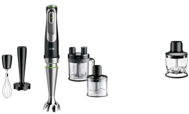 Braun Household MultiQuick 9 MQ9187XLI Stabmixer & Household Zerkleinerer Aufsatz MQS 200 BK mit EasyClick Plus System - Zubehör für Braun Household Stabmixer MultiQuick 7 und 9