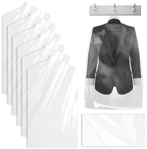 Verdickt Durchsichtige Kleidersack, 6 Stück Hängen Kleidersäcke, Staubdicht Kleidersack Anzug, Trockenreiniger Taschen, Mottenschutz Wasserdicht Kleiderschutzhülle für Anzüge Mäntel Sakkos(60 * 90cm)