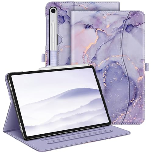 FINTIE Fodral för Samsung Galaxy Tab S9 FE 10,9 tum/Galaxy Tab S9 11 tum 2023, flervinkels visningsskydd med ficka, automatisk sov/vakna, lila marmor