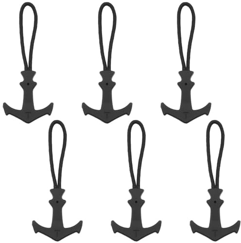 AYLIFU T-Shaped Zipper Puller Heavy Duty Zipper Pull Backpack Zipper Puller Suitable for suitcases, Backpacks, Jackets, Purses, Handbags Replacement Zipper Head, Black, 6pcs, CP2401037251