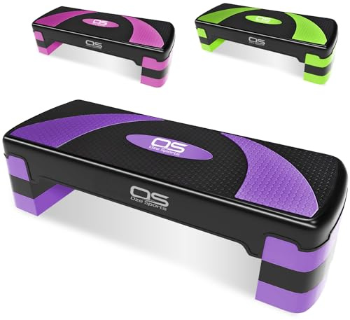 Aerobic Stepper platform -Step Steps board High - Exercise 2-5 Level Adjustable Height Fitness Workout Yoga Pilates Fitness Home Gym Removable Step Rise block (Purple, 3 Steps Stepper)
