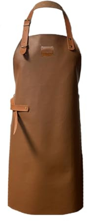 MAISON THURET | Tablier en Cuir 100% Naturel | Cuir Véritable Robuste | Tablier de Cuisine Homme/Femme | Excellente Protection Contre la Chaleur, les Eclaboussures et les Coupures