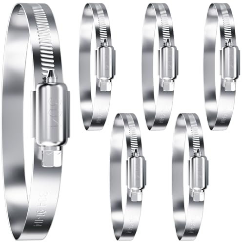 HOLMOL Juego de 6 abrazaderas para manguera, 91-114 mm, abrazaderas de manguera de acero inoxidable, A2, abrazadera de manguera de acero inoxidable, abrazaderas de tornillo ajustables para piscina,