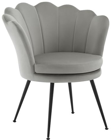 WOLTU Ohrensessel Blumenform, Schminktisch Stuhl, Wohnzimmer Schlafzimmer Balkon, mit Samtbezug, Metallbeinen, Grau