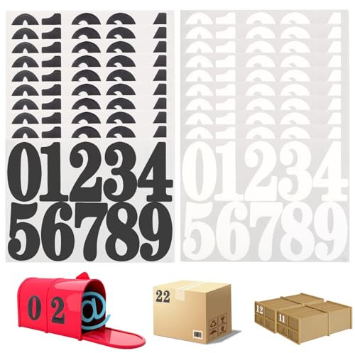 IETWATE 20 Pièces Chiffre Autocollant, 0-9 Numero Boite aux Lettres en Vinyle, 10cm Autocollant Chiffre Imperméables, Chiffres de Boite aux Lettres pour Adresse Panneau Porte, Noir et Blanc