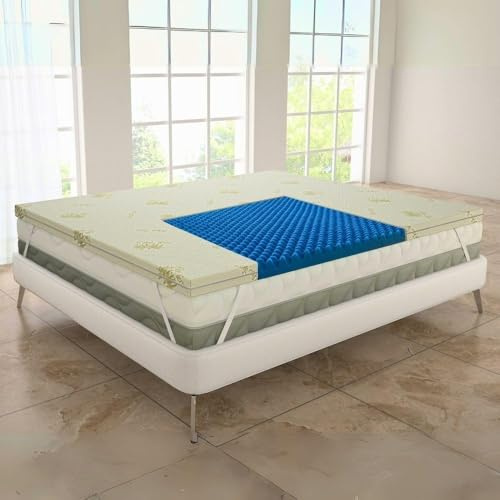 MAXIME MAISON - Topper Memory Foam 160x195 5 cm (Morbido/Medio) Topper Matrimoniale in Aloe Vera Prodotto Italiano Antiacaro e Anallergico, Correttore per Materassi Vecchi o Scomodi