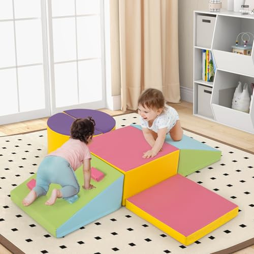 RELAX4LIFE Set di Giocattoli da Arrampicata 6 Pezzi per Bambini, con Schiuma EPE, Set di Giocattoli, Blocchi in Schiuma per Bambini dai 1+ Anno (COLORATO)
