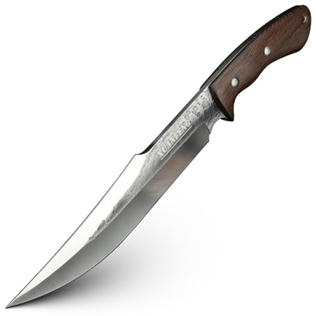 XUANFENG Grand Couteau de Chasse Lame Fixe 19 cm, Bushcraft, de Ceinture Full Tang Avec Étui Cuir Outdoor Survival Messer