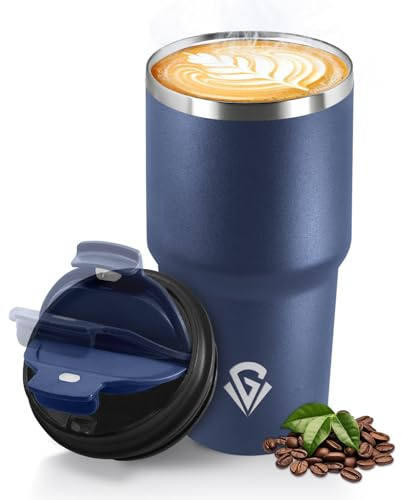 HoneyHolly Termo Cafe 600 ML, Reutilizables, Vaso Termico Cafe Antigoteo para Coche, Acero Inoxidable 304, Taza Termica Para Llevar, Termo Café Hermético para Café Frío y Caliente, Leche y Té