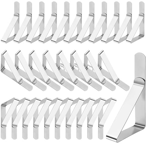 Tischdeckenklammern Edelstahl 30 Stück, 8.5 x 4.5cm, Tischtuchklammern Outdoor Verstellbar Rutschsicher Windfest für Dicke und Dünne Tische, Tischklammern für Innenbereich, Garten, Picknick, Party