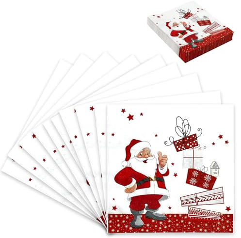 Christmas Paper Napkins, 20 Count Holiday Dinner Napkins for Decoupage, Festive Christmas Serviettes, 16.5 x 16.5 cm Seasonal Table Decor
