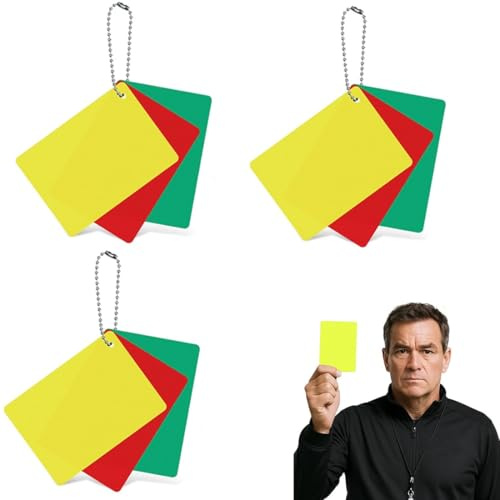 JYNXOR Tarjetas Arbitro Futbol,Juego de 9 Tarjetas de árbitro de Fútbol,Tarjeta Verdes Rojas y Amarillas para árbitro de Fútbol,para Juego de Fútbols Deporte Escolar
