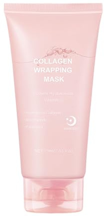 Collagen Night Wrapping Mask, 75ml Peel off Mascarilla de Colágeno, Hidratante Profundo, Proporciona Firmeza, Reduce Líneas Finas y Arrugas, Minimiza los Poros, Aumento de Elasticidad