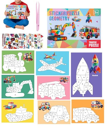 Adesivi 3D fai da te, libro di adesivi numerati, adesivi colorati secondo i numeri con funzione di apprendimento creativo, kit di attività educative con esercizi divertenti e pratici, consigli adesivi