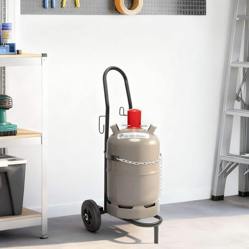 GeenYuu Carrello a mano in acciaio nero e rosso, 49 x 49 x 101 cm, verniciato a polvere, per magazzino, giardino, officina e trasloco, con ruote robuste e piattaforma pieghevole, ausilio per il