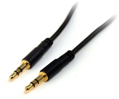 StarTech.com 15 ft. (4.6 m) 3.5mm Audio Cable - 3.5mm Slim Audio Cable - Gold Plated Connectors - Male/Male - Aux Cable (MU15MMS), Black