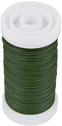 Rayher 2425013 Blumendraht, grün lackiert, 0,35 mm ø, SB-Btl. Spule 100 m, Material Eisen, nickelfrei, Basteldraht, Wickeldraht