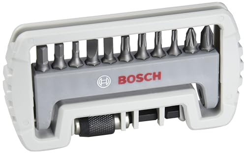 Bosch Professional Set de 11+1 Punta de atornillar Extra Hard (para PH, PZ, S. HEX y T tornillos, Accesorios taladros rotativos y atornilladores)