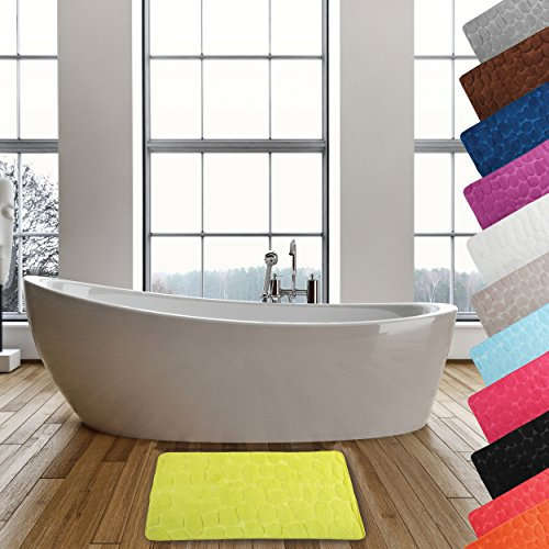 MSV Badteppich Badvorleger Duschvorleger Kieselstein Badematte waschbar, schnelltrocknend, rutschfest 40x50 cm – Grün