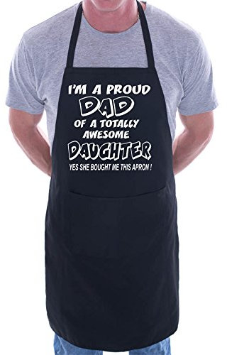 Print4U Proud Dad Of Awesome Daughter BBQ Cooking Funny Novelty Apron Black