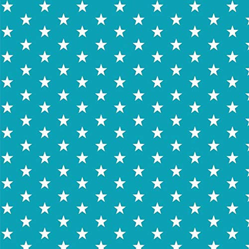 babrause® Baumwollstoff Sternchen Türkis Webware Meterware Popeline OEKOTEX 150cm breit - Ab 0,5 Meter