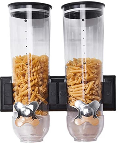 1.5L Müslispender Doppelt Wandmontage Cerealienspender Lebensmittelspender Cornflakes Spender Müslispender Luftdichtes Für Müsli, Cornflakes, Süßigkeiten, Cerealien und Süßigkeiten