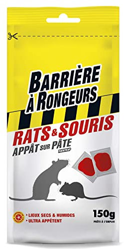 BARRIÈRE À RONGEURS Appâts sur Pâte, Contre Rats & Souris, 150 g, BARPAT150