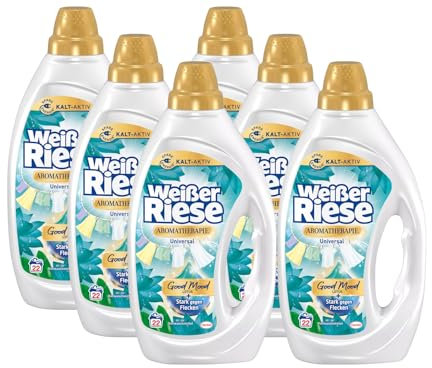 Weißer Riese Universal Gel Aromatherapie Floral Sensation Lotus (6x22 Waschladungen), Vollwaschmittel für strahlend saubere Wäsche wirkt gegen Flecken schon ab 20° C, 100 Prozent recycelbar