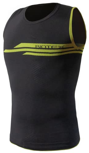 BIOTEX Canotta Impact Traspirante da Uomo per Ciclismo e Running, Intimo Tecnico Sportivo Ideale per L'Estate e per l'inverno, Nero, Taglia II (M/L)