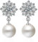 Perlen Ohrringe, Silber Trachten-Ohrstecker Strass-Edelweiß mit Zirkoniasteinen, 1 Paar für Damen