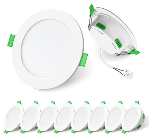 ALUSSO LED Einbaustrahler 230V Dimmbar, 4W/6W/8W Verstellbar LED Spots, 3CCT Warmweiß/Neutralweiß/Kaltweiß Deckenspots, Ultra Flach 68mm Deckenleuchte, IP44 für Badezimmer Küche, 10er Set