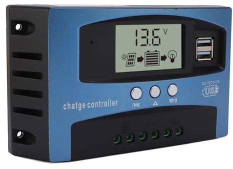 Solar Panel Controller, 30/50/60/80/100A Solar Ladungscontroller MPPT 12V 24V Auto PWM Ladungsmanagement mit USB Ausgang für Solarstromsysteme Smart Homes (30A)